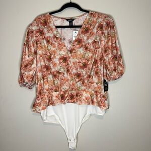 Express floral bodysuit short sleeve blouse